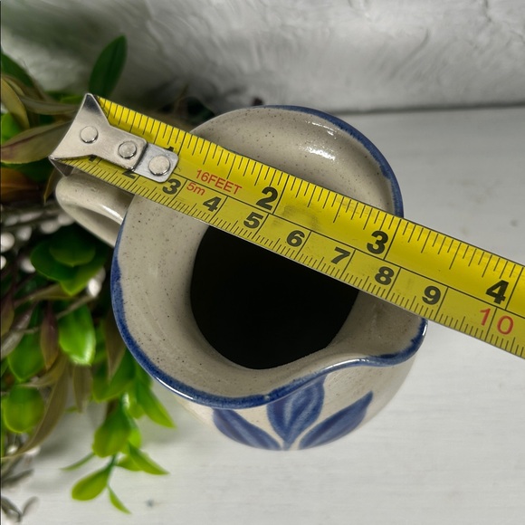 Williamsburg Salt Glazed mini Pitcher Stamped Dated Blue Leaf Salt Glazed Finish - Picture 12 of 14